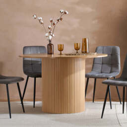 Tiffany Round Fluted Dining Table, Oak