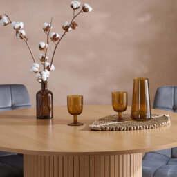 Tiffany Round Fluted Dining Table, Oak - thumbnail 3
