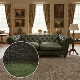 Britannia Rub-off Leather Sofa, 3 Seater / Green - thumbnail 4