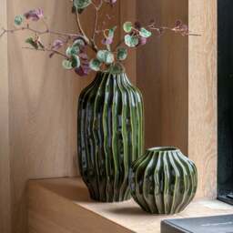 Olive Ribbed Vase, Small - thumbnail 3