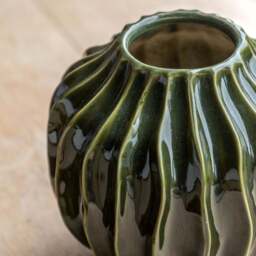 Olive Ribbed Vase, Small - thumbnail 2