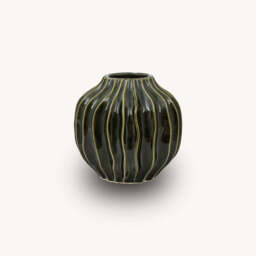 Olive Ribbed Vase, Small - thumbnail 4