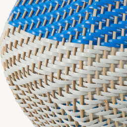 Large Rattan Table Lamp, Blue - thumbnail 3