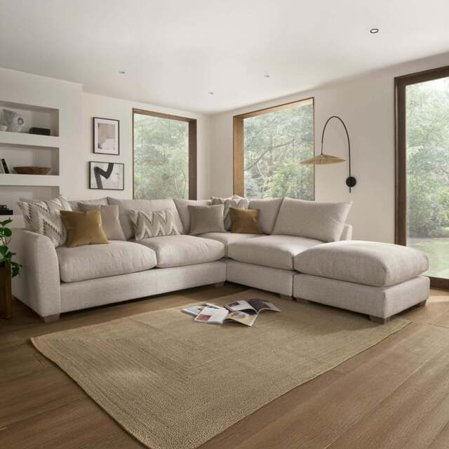 Hatton Combi Unit Sofa with Footstool, Left Hand Facing / Natural