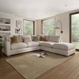 Hatton Combi Unit Sofa with Footstool, Left Hand Facing / Natural