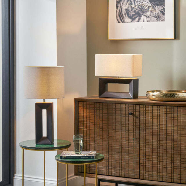 Black Tall Block Table Lamp - image 1