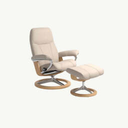 Stressless® Consul Medium Signature Chair and Stool, Batick Dove Leather