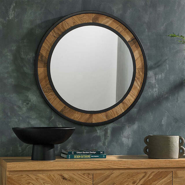 Glendale Rustic Oak Wall Mirror - image 1