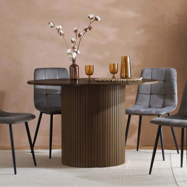 Tiffany Round Fluted Dining Table, Walnut - image 1
