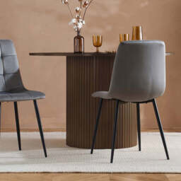Tiffany Round Fluted Dining Table, Walnut - thumbnail 2