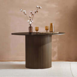 Tiffany Round Fluted Dining Table, Walnut - thumbnail 3