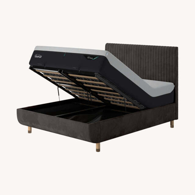 TEMPUR® Arc Ottoman Bed with Vertical Headboard, King / Dark Grey