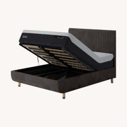 TEMPUR® Arc Ottoman Bed with Vertical Headboard, King / Dark Grey