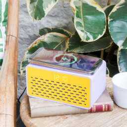 Rise Mix Bluetooth Speaker, Wireless Charger & Alarm Clock, Yellow - thumbnail 2