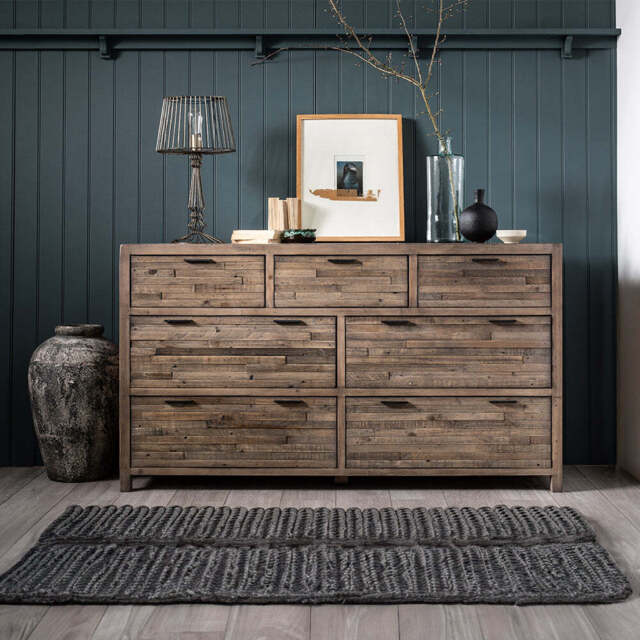 Camia Grey 7 Drawer Wide Chest
