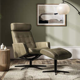 Gabriel Reclining Chair and Footstool, Small / Brown - thumbnail 6