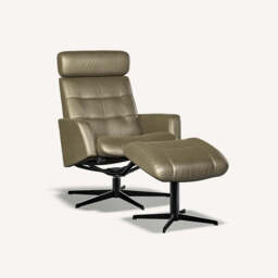 Gabriel Reclining Chair and Footstool, Small / Brown - thumbnail 8