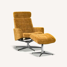 Gabriel Reclining Chair and Footstool, Small / Brown - thumbnail 3