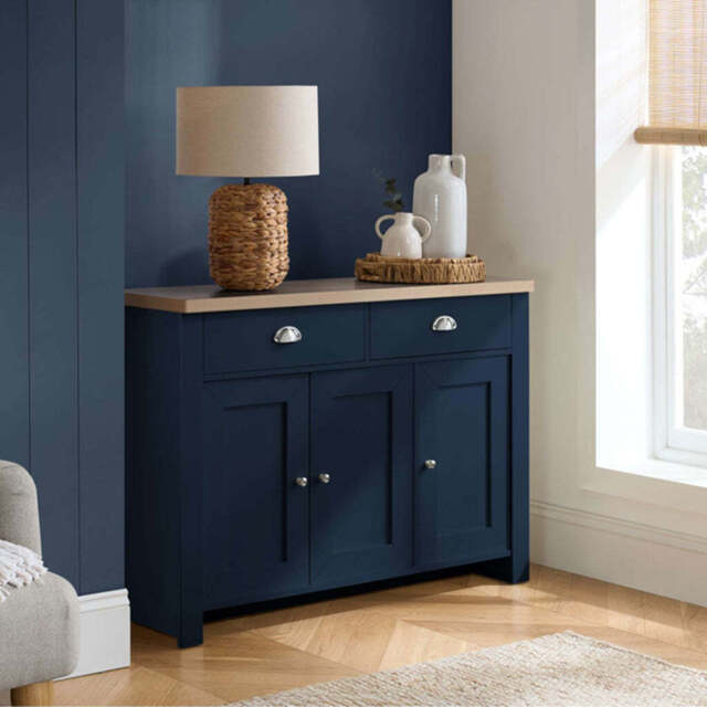Burwick 2 Drawer 3 Door Sideboard, Blue