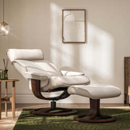 Pheobe Reclining Chair and Footstool, Large / White - thumbnail 2