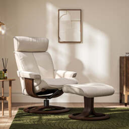 Pheobe Reclining Chair and Footstool, Large / White - thumbnail 1