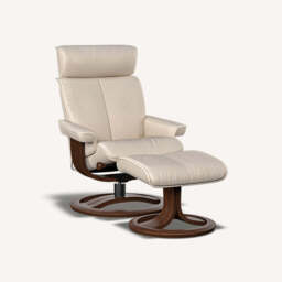 Pheobe Reclining Chair and Footstool, Large / White - thumbnail 3