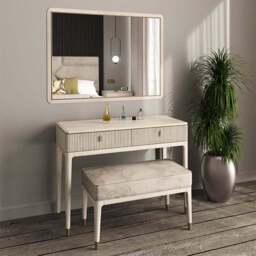 Dante Dressing Table Stool, Beige - thumbnail 3