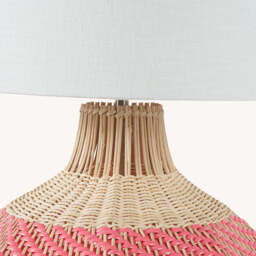 Large Rattan Table Lamp, Pink - thumbnail 2