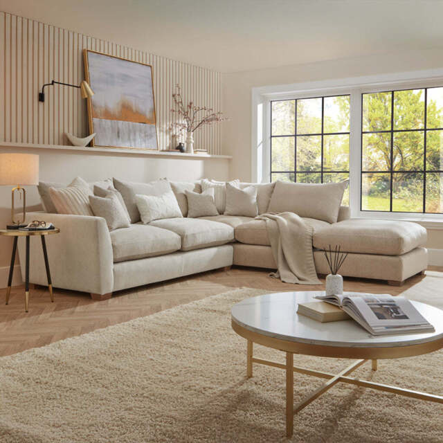Hatton Combi Unit Sofa with Footstool, Left Hand Facing / Beige