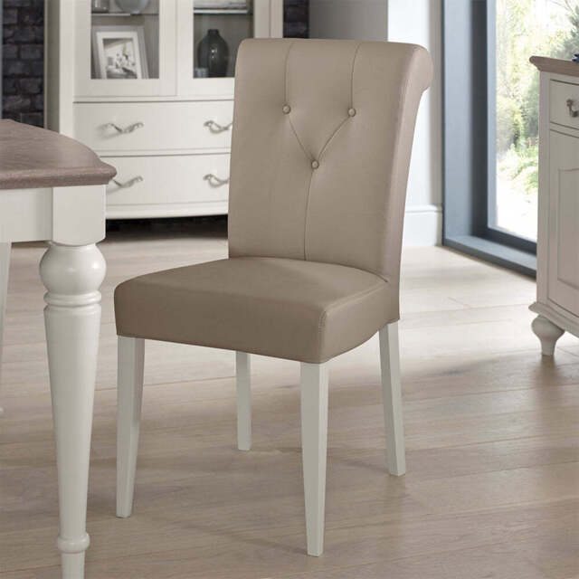 Dieppe Washed Oak & Grey Bonded Leather Chair - image 1