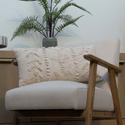 Cream Woven Bolster Cushion - thumbnail 2