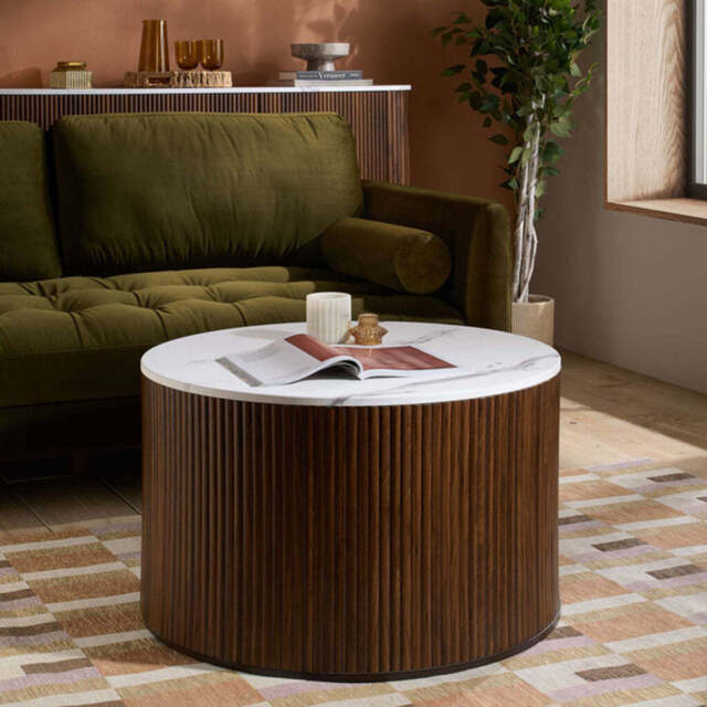Rosalia Round Coffee Table, Walnut - image 1