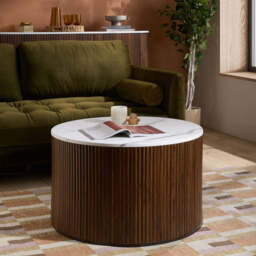 Rosalia Round Coffee Table, Walnut - thumbnail 1