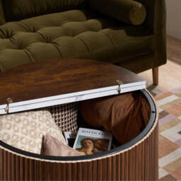 Rosalia Round Coffee Table, Walnut - thumbnail 2