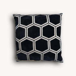 Ivory Hexagon Cushion, Black - thumbnail 3