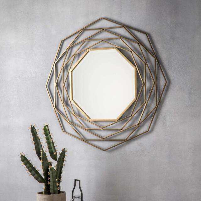 Valencia Octagonal Geometric Mirror, Gold - image 1