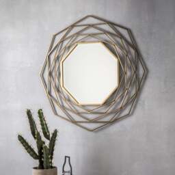 Valencia Octagonal Geometric Mirror, Gold