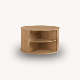 Tiffany Round Fluted Storage Coffee Table, Oak - thumbnail 6