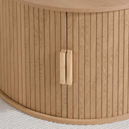 Tiffany Round Fluted Storage Coffee Table, Oak - thumbnail 4