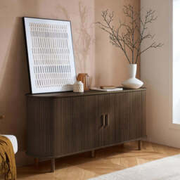 Tiffany Fluted 2DR Sideboard, Walnut - thumbnail 1