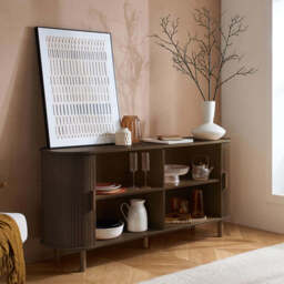 Tiffany Fluted 2DR Sideboard, Walnut - thumbnail 2