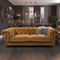 Britannia Velvet Sofa, 4 Seater / Gold - thumbnail 1