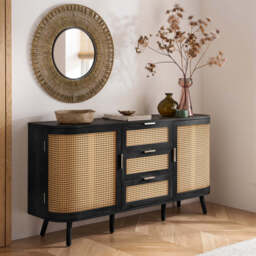 Arlington 2DR 3 Drawer Sideboard, Black