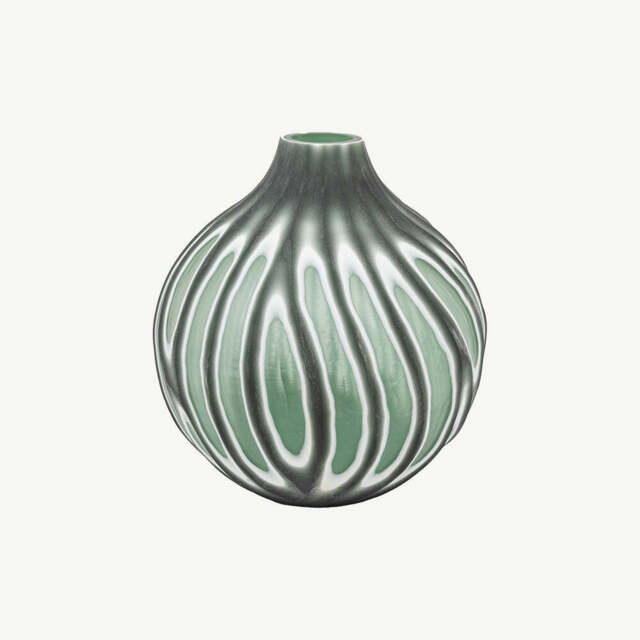 Swirl Hand Carved Glass Vase, Small