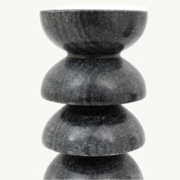 Set of 2 Marble Candlesticks, Grey - thumbnail 4