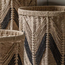 Set of 3 Baskets Natural & Black - thumbnail 2