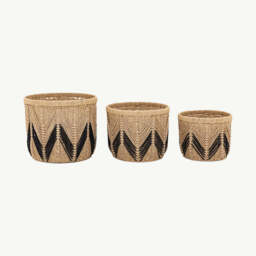 Set of 3 Baskets Natural & Black - thumbnail 4