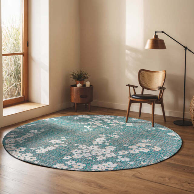 Sakura Circle Rug, Blue / 240cm Circle - image 1