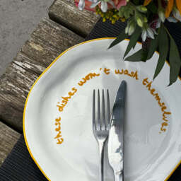 """These dishes wont wash themselves"" Yellow Tableware Plate" - thumbnail 9
