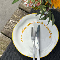 """These dishes wont wash themselves"" Yellow Tableware Plate" - thumbnail 7